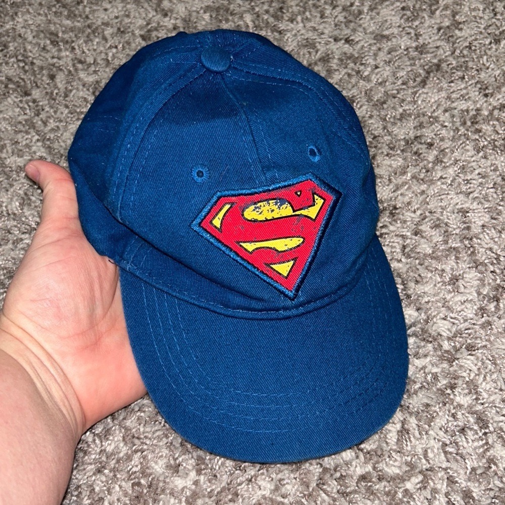 Kids Blue Superman Logo Baseball Cap OSFM‎ Adjustable Strap Cotton